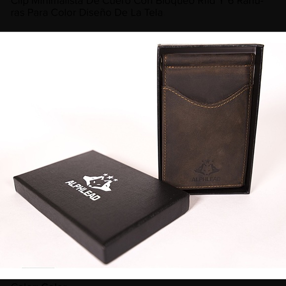 Dark Brown Leather Money Clip - Picture 3 of 5